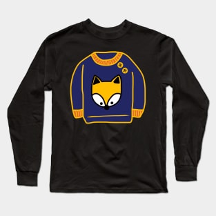 Cozy Fox Sweater Autumn Aesthetic Pattern Long Sleeve T-Shirt